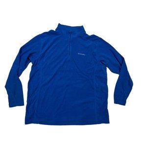 Columbia Mens XXL Pull Over Mock Neck Logo Fleece Blue